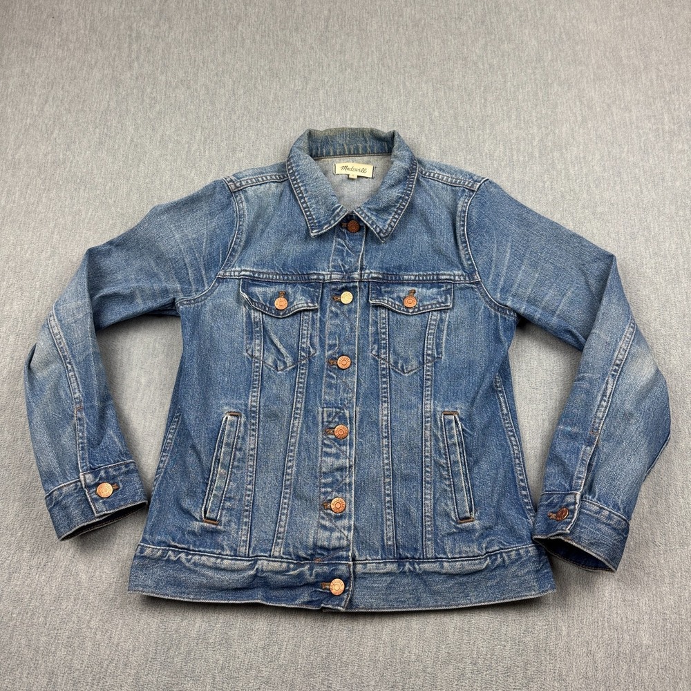 Madewell Denim Trucker Jacket Womens Medium Blue Western Workwear Jean Button Up